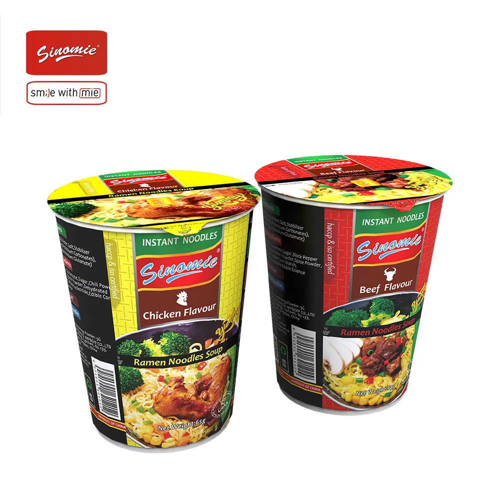 [SINOMIE] High Quality Cup Instant Noodles Product Chicken Flavor and Beef Flavor Halal Ramen Cup Soup Instant Noodles