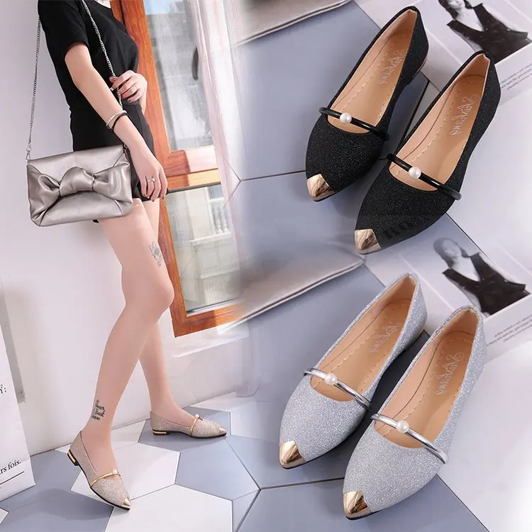 2023 Spring new women shoes pointed toe flat fish mouse sandals women shoes metal toe cap Korean style shoes