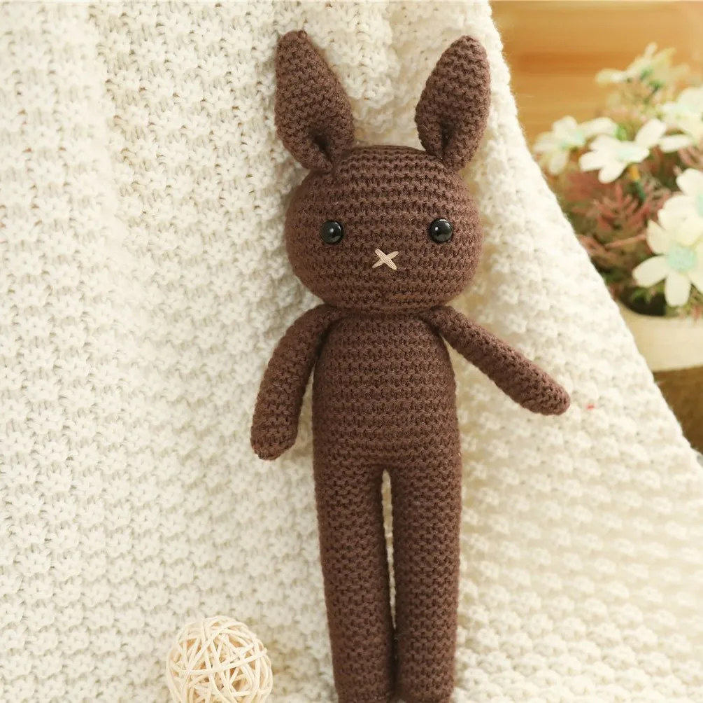 Baby sleeping doll Wool animal stuffed plush toy kawaii Bunny Toys handmade crochet rabbit doll