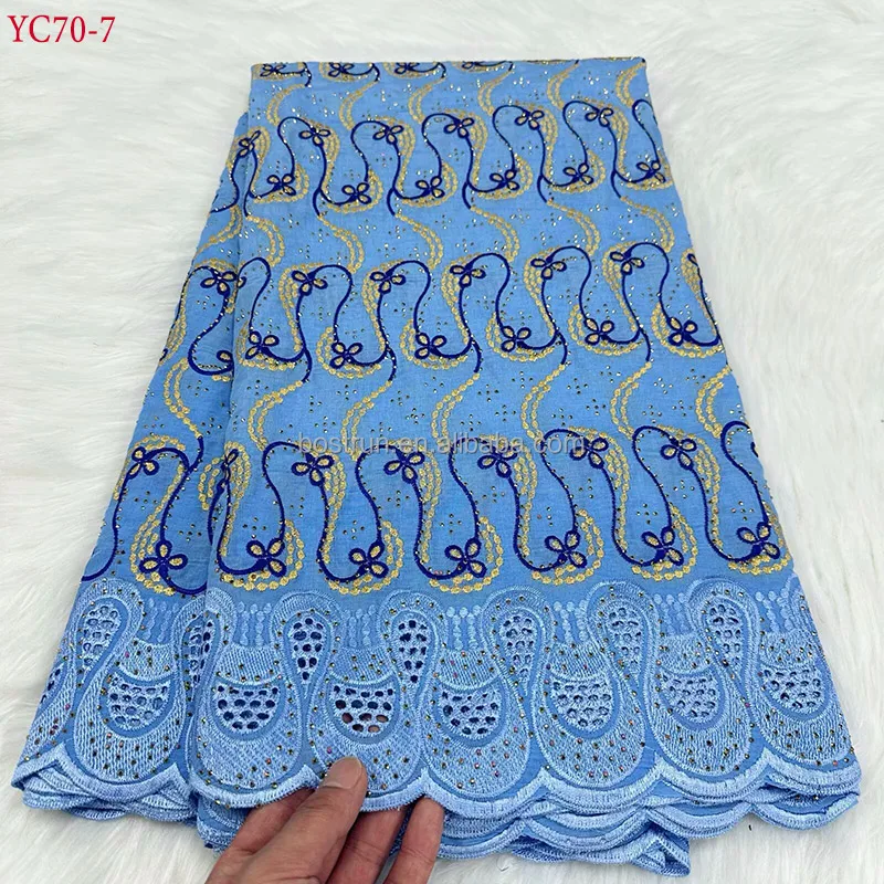YC70  lafaya switzerland women luxury fabric wholesale crystal embroidery fabric