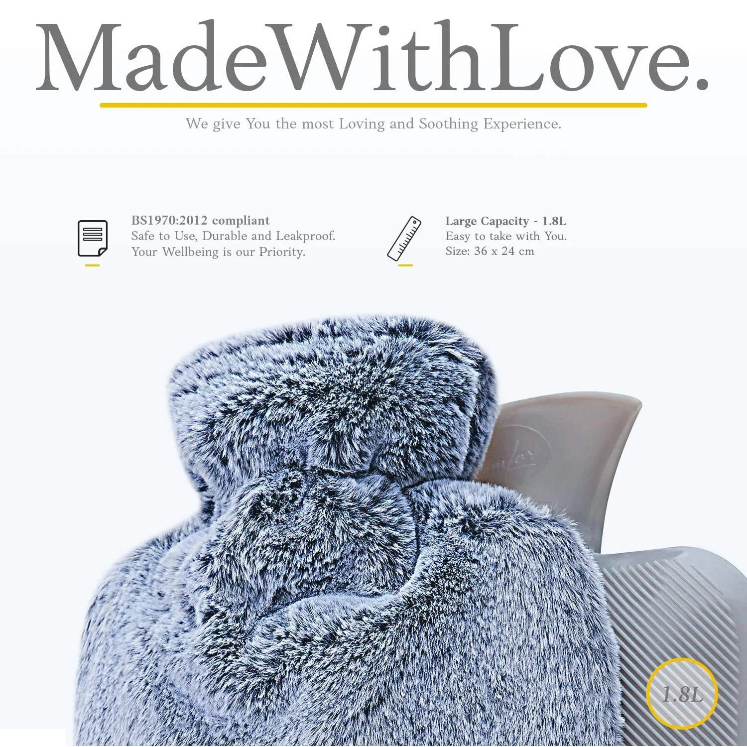 2022 New Design 2L Large Plush Hot Water Bag Hand Warm Hot Water Filling Bag Bottles High Quality Rubber with Plush Cover