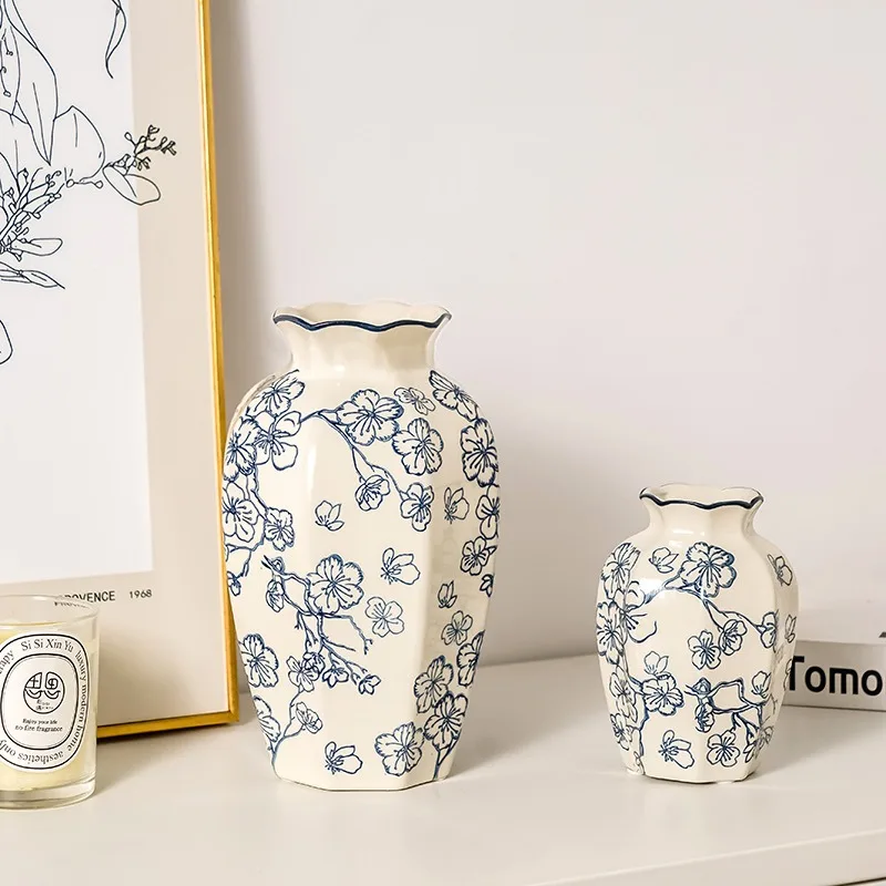 New Chinese Style High-end Blue And White Porcelain Flower Vase