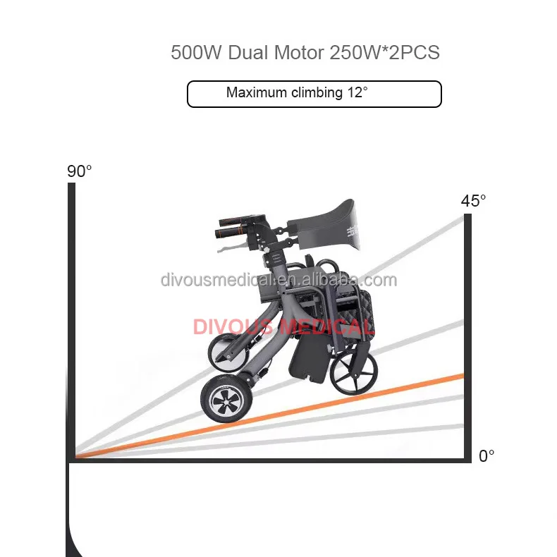 Lightweight Folding Electric Rollator Walker Mobility Aids Wheelchair for Seniors Adults with Seat Foot Rest Product
