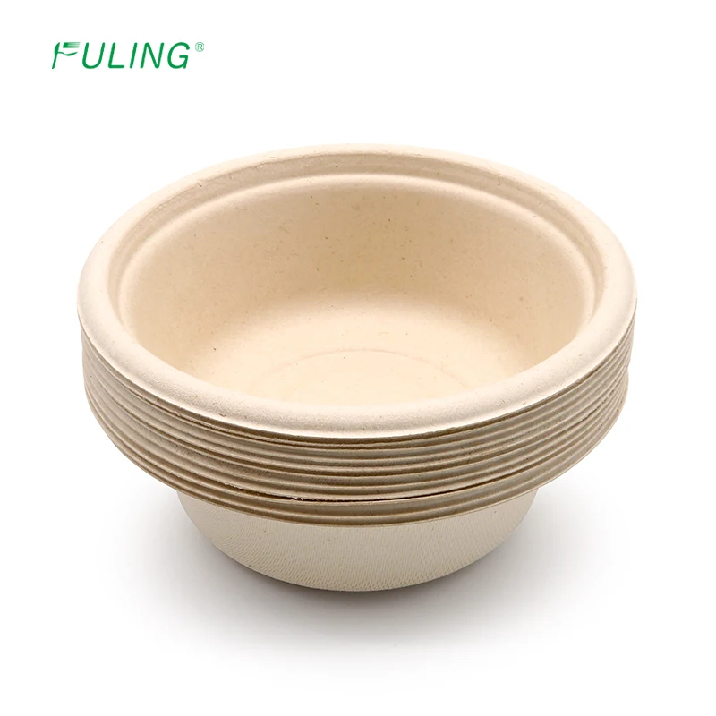 FULING 350ml 500ml  Compostable Salad Bowl Disposable Biodegradable Bowls