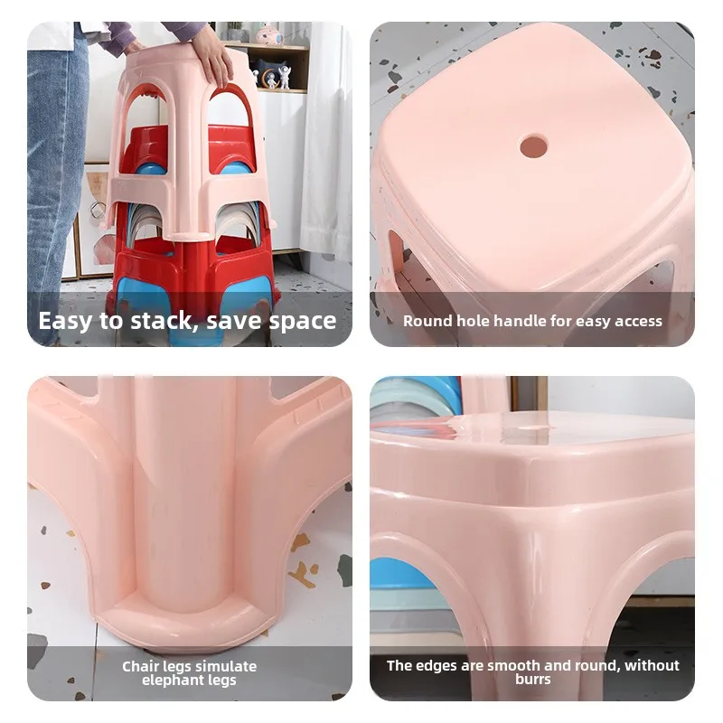 Modern Design Adult Dining Table Chair Extra Thick Square Plastic Stool Bench Household Use Gym Wholesale Living Room