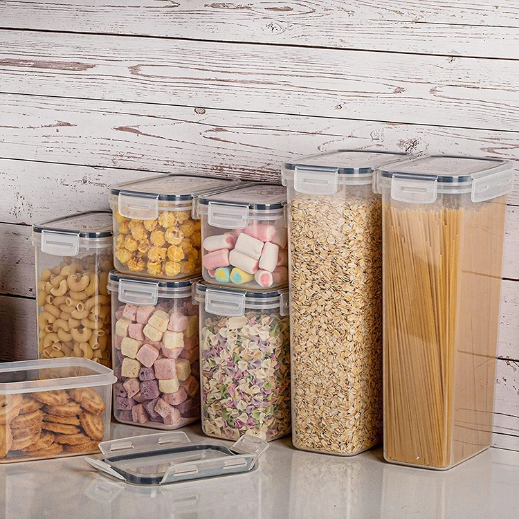 8pcs PP Food Storage Containers Set Kitchen Storage Containers for Flour Sugar and Cereal Plastic Dry Airtight Food Canisters
