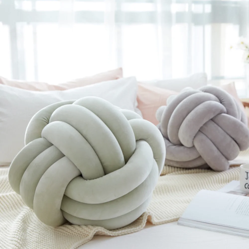 
Knot Floor Cushions Modern Pillow Knot Pillow Cushion Polyester Velvet Chunky Knot Pillow Cushion Ball Hollow Fiber Filled 