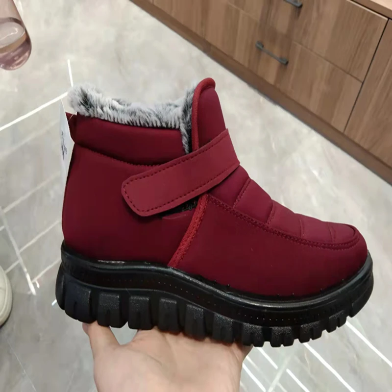 Platform Waterproof Snow Boots Women Low Heel Ankle Boots Women Winter Shoes Warm Ankle Boots