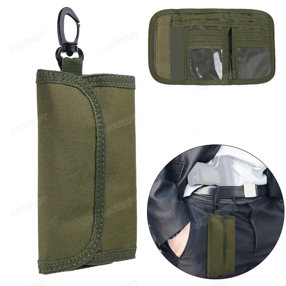 AJOTEQPT Outdoor Waist Pack Bag Tactical Foldable Wallet EDC Pouch Key Card Purse Holder with Hook Buckle Carrier Bag