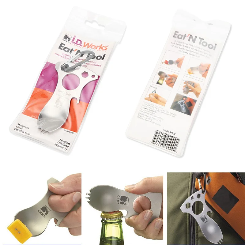 IRONDONKEYRTS  7 In 1 Eat Tool Spoon Fork Bottle Opener Screwdriver/pry Tip Wrenches  Multi functional Fork Spoon