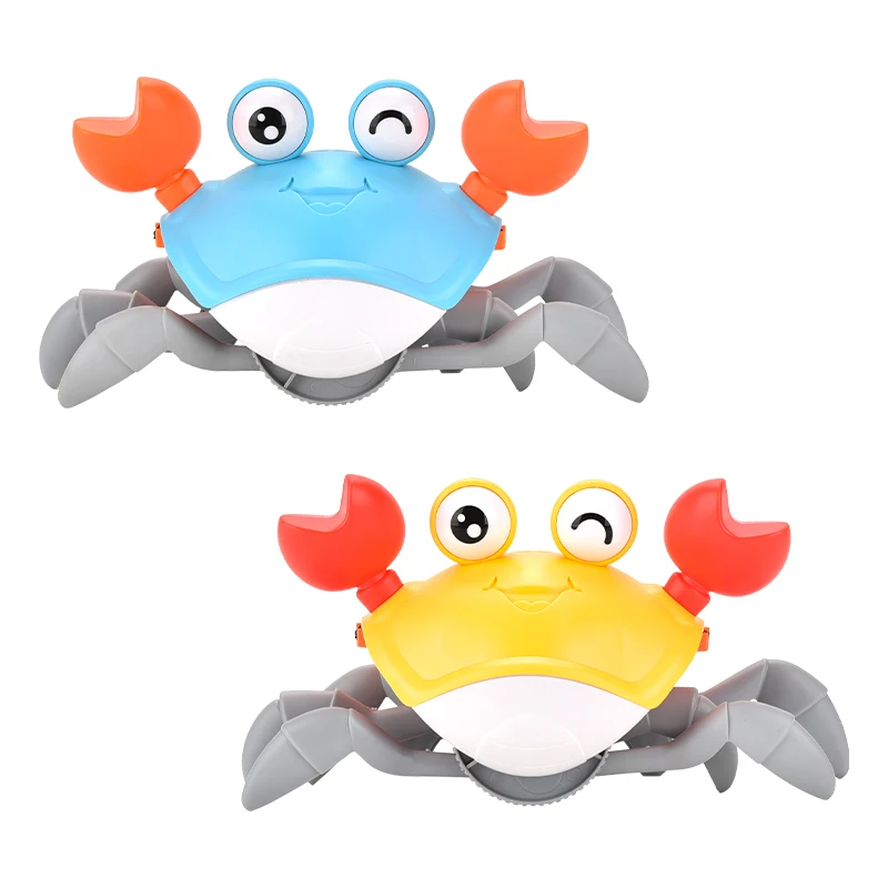 Electronic Sensing Crawling Crab USB Rechargeable Interactive Musical Toy Light Up Automatically Avoid Obstacles For Kids toy