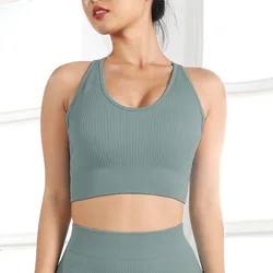 2022 New Arrivals Black Gym Yoga Bra Beautiful Backless Sports Bras Ribbed Sports Bra