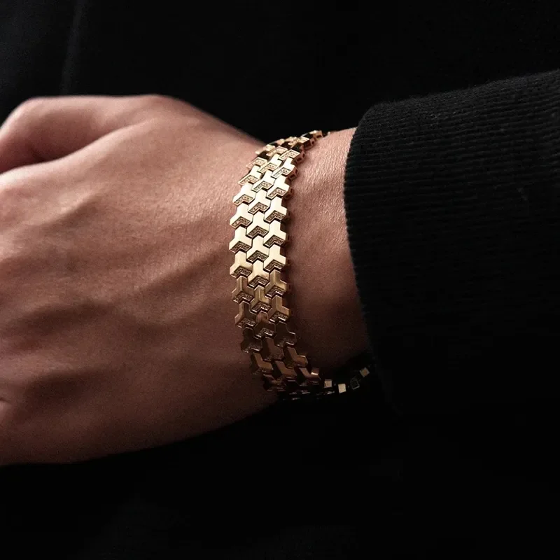 H&F 2024 New Design Diamond Bracelet 18K 14K 10K Pure Gold Custom Bracelet AU750 Lab Diamond Moissanite Gold Bracelet Men