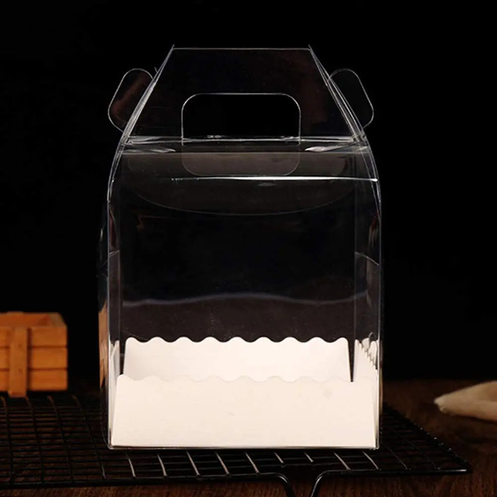 Plastic Square Tall Cake box 12 x 12 x 6 Inches Clear Plastic Box With Handles Cake Box Triangle