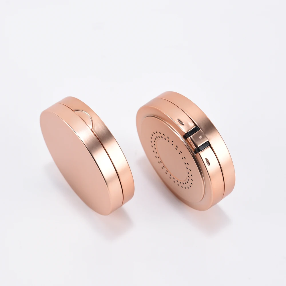 2021 wholesale luxury champaign golden colour powder container private label plastic round compact powder case