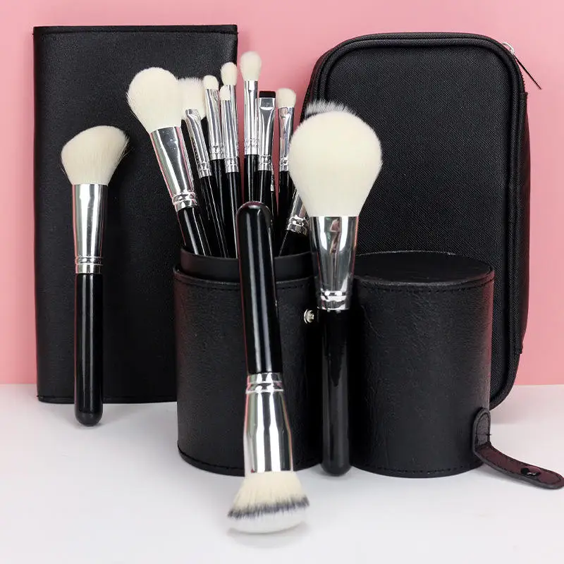 Best Seller Make Up Brush Set Goat Hair Natural Hair Professional 15pcs Black Private Label Makeup Brushes