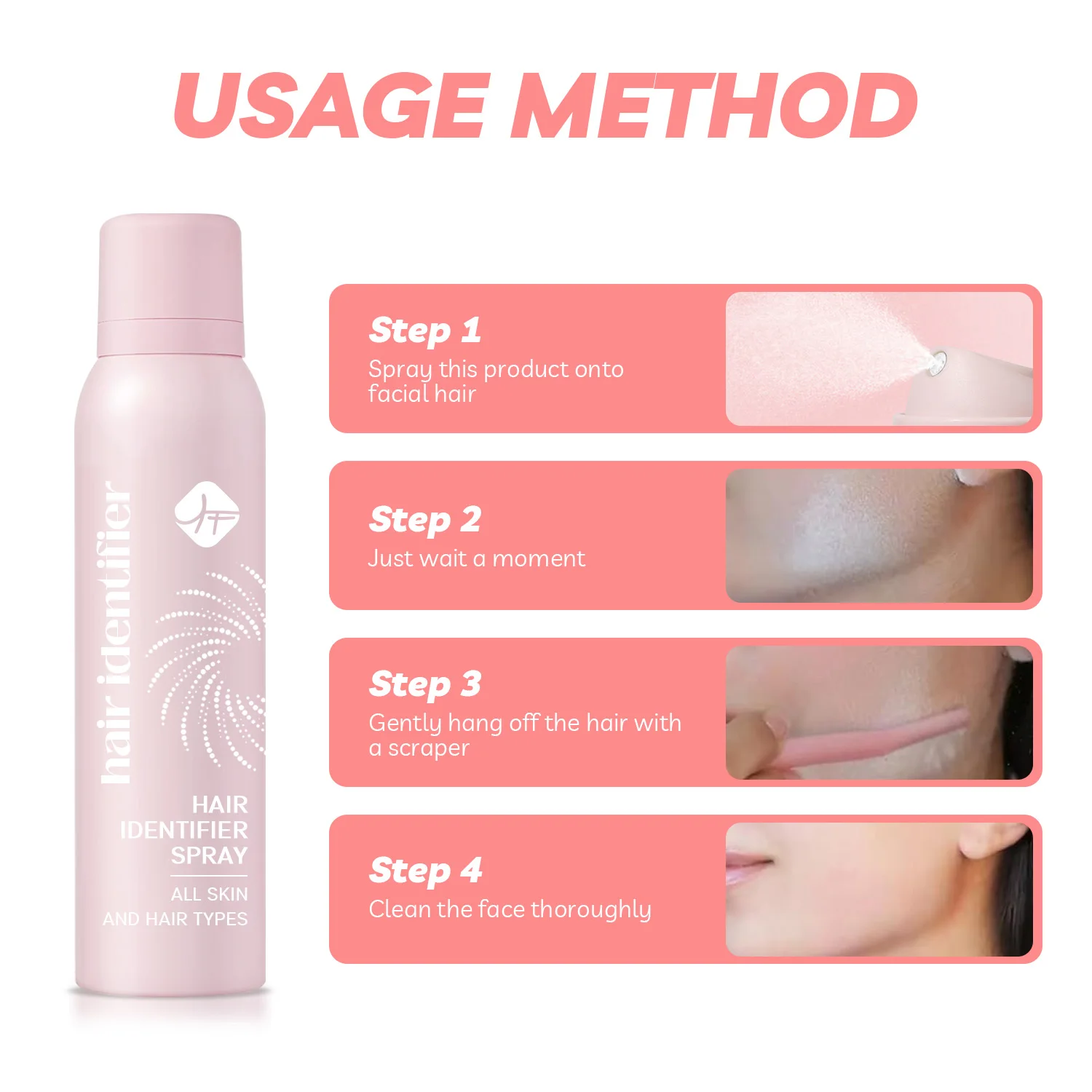 Hot Selling Private Label OEM Custom Face Shaving Facial Skin Women Hair Identifier Spray