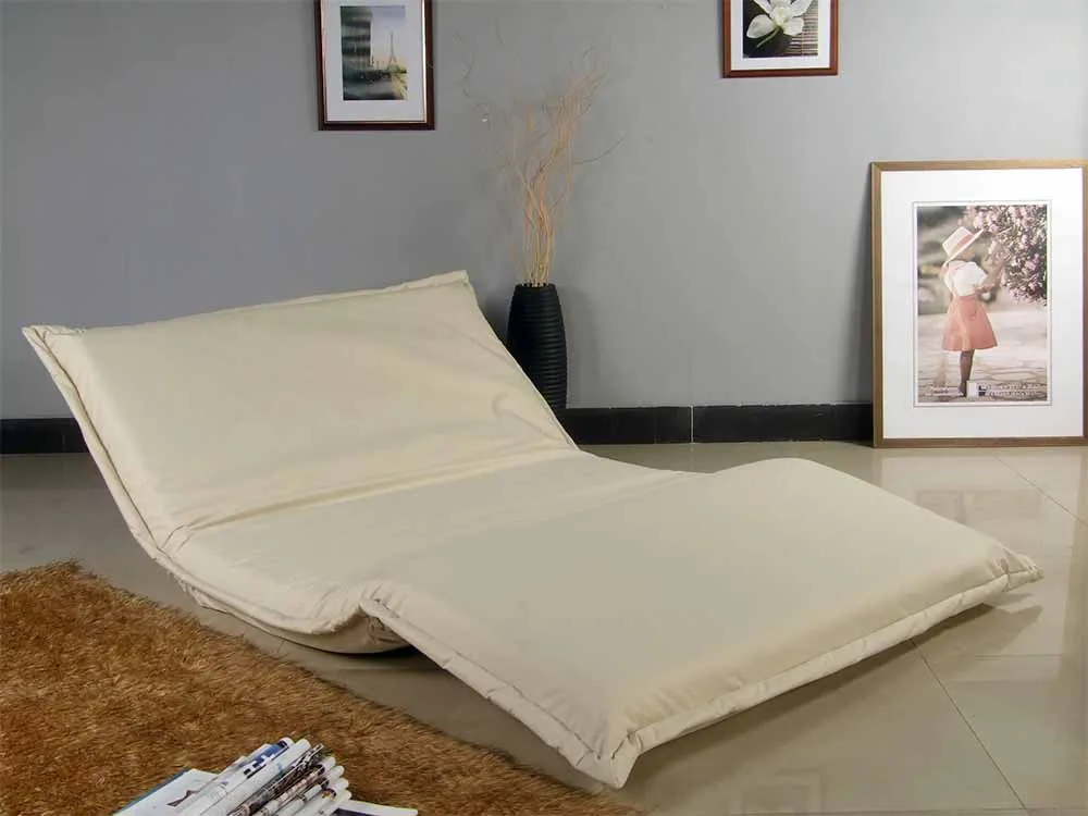 Living room Furniture White Floor Queen Futon Sofa Bed With Metal Frame Leisure Fabric Comfortable Sofa Cum Bed