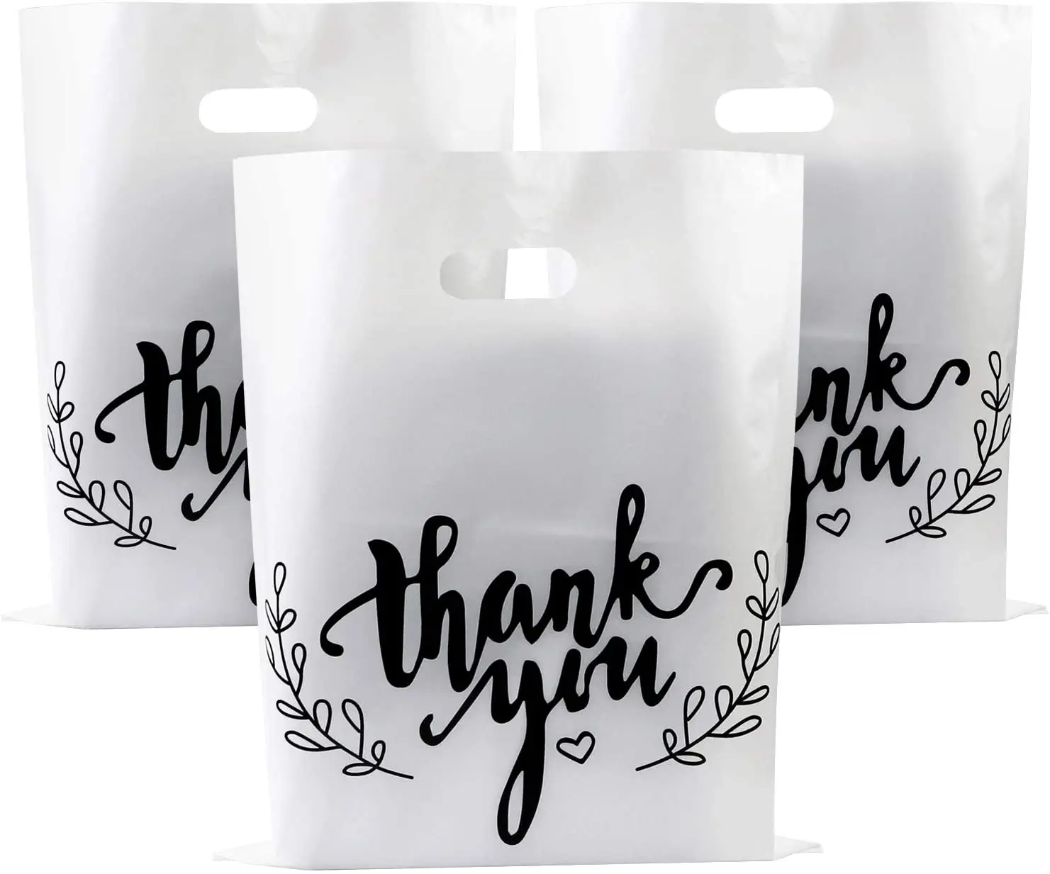 Plastic bag with tear resistance die cut handle 100 Pack merchandise plastic thank You bags