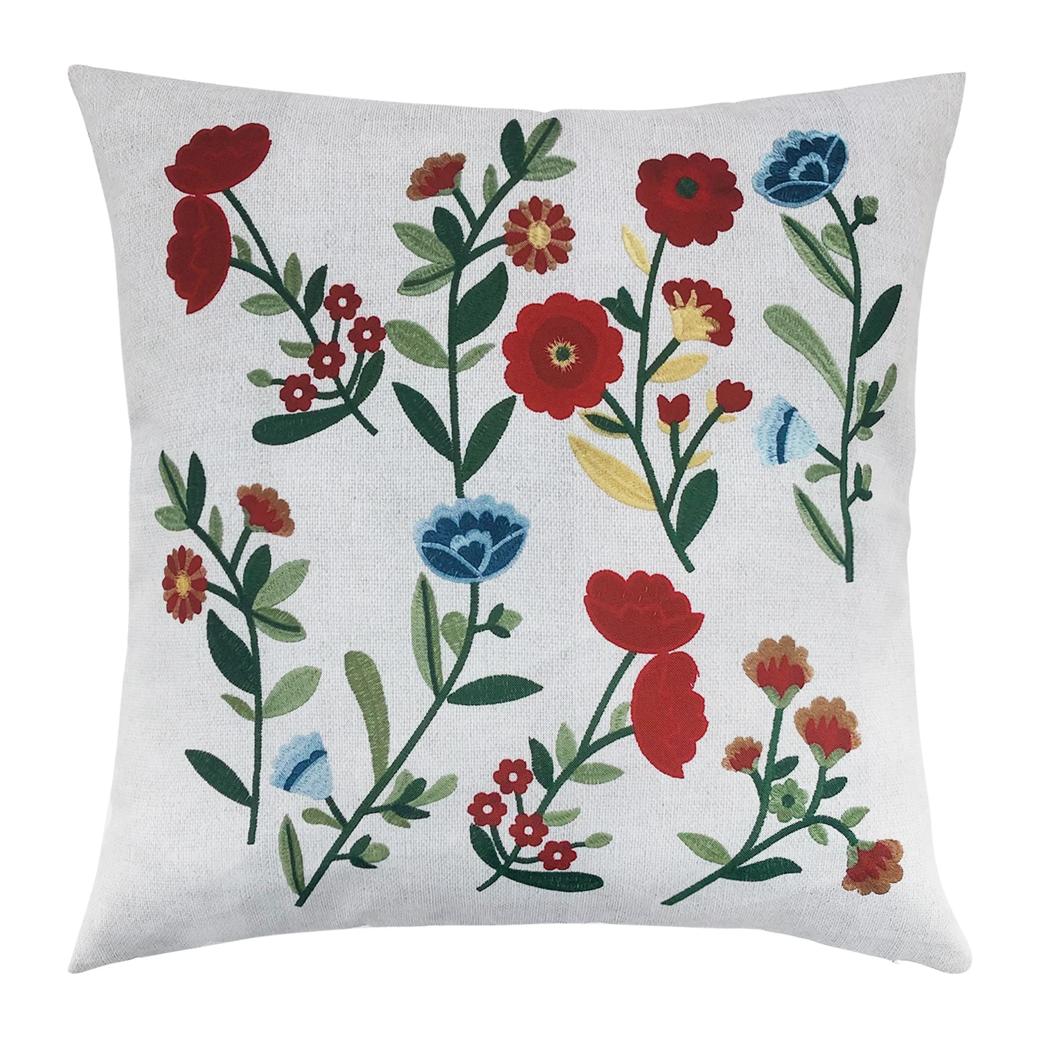 Boho Decorative Throw Pillow Cushion Faux Jacquard Embroidered Floral Pattern Square Pillow for Couch Sofa Bedroom Decor 180gsm