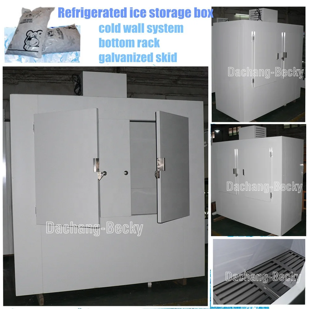 Static Refrigeration System 2 Solid Door Ice Machine Storage Bin Wall Ice Merchandiser Indoor