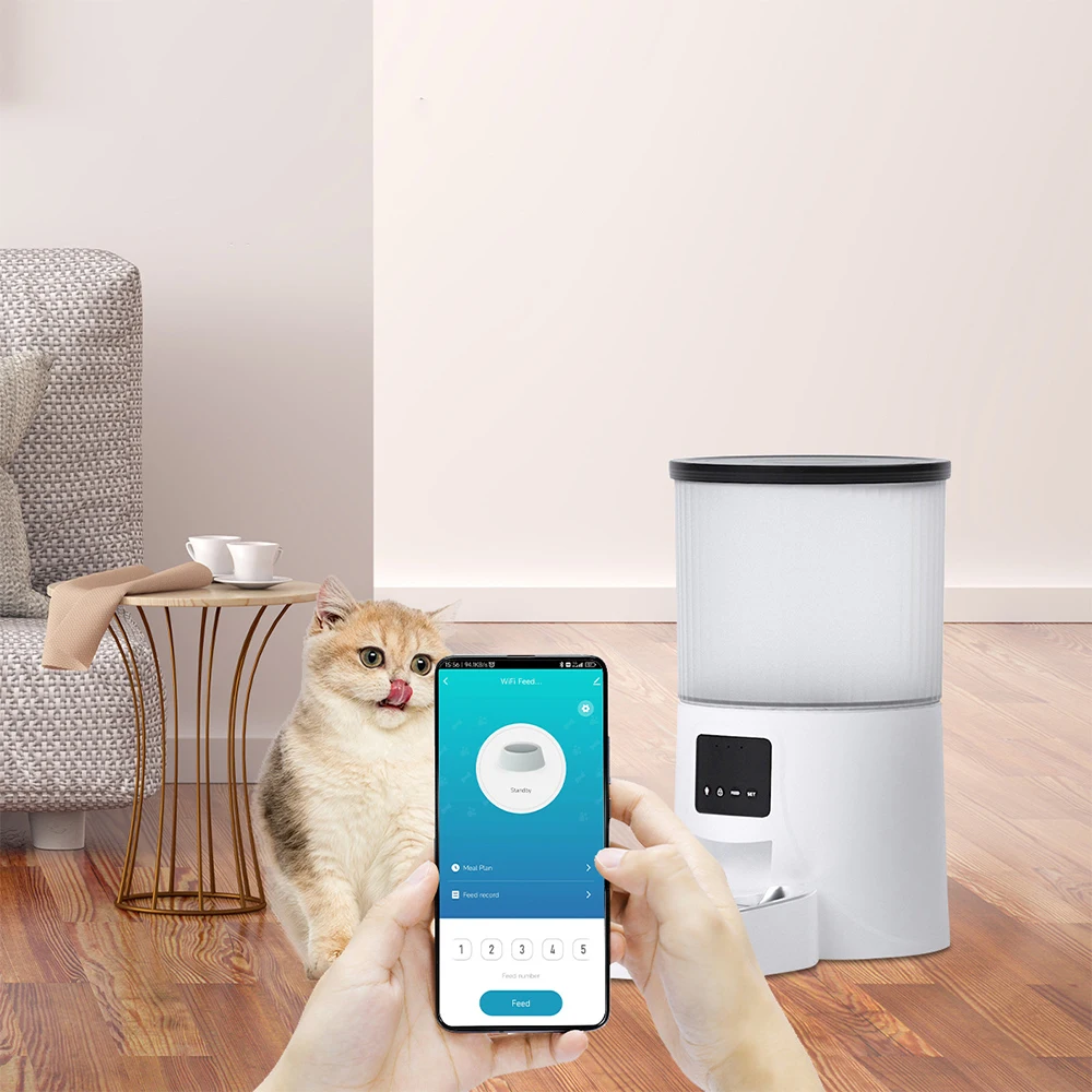 Hot selling pet feeder WiFi automatic feeding APP controlled cat food feeding machine cat and dog feeding bowl