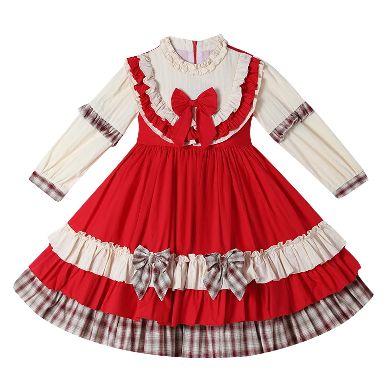 Платье в стиле Лолиты для девочек кружевная винтажная одежда с бантами Детские Классические платья принцессы Испанские костюмы бутики юбки наряды вечеринки
