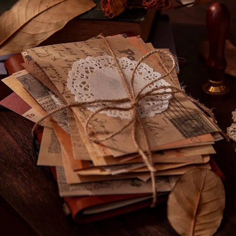 20 Pcs Retro Dual-material Material Memo Pads Cute Journal Scrapbook Decoration Background Paper DIY Collage Stationery Supplies