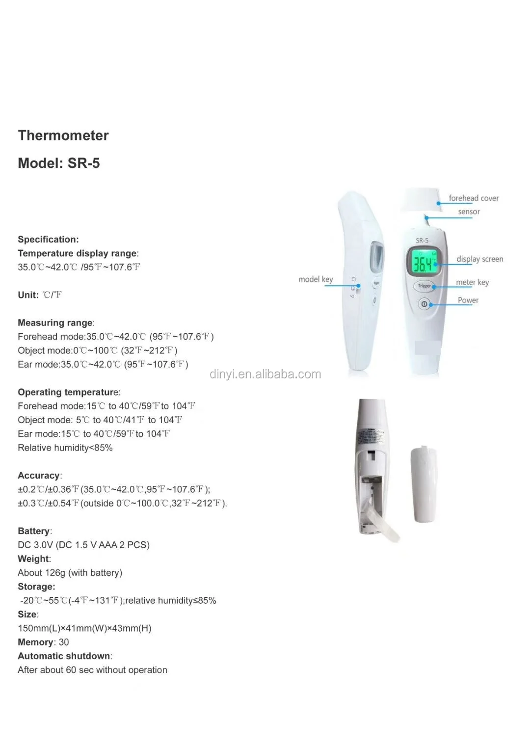 
Digital Non contact infrared forehead thermometer 