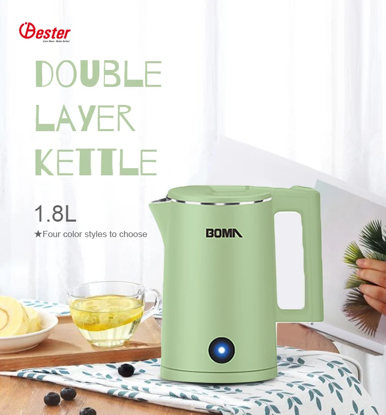 Fast delivery wholesale electric double layer plastic kettle price factory cool touch home water tea electric kettle