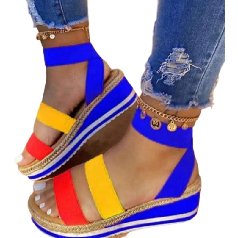 Summer New Wedge-Heeled Women Sandals Hemp Rope Lacing Platform Peep-Toe Sandals For Women