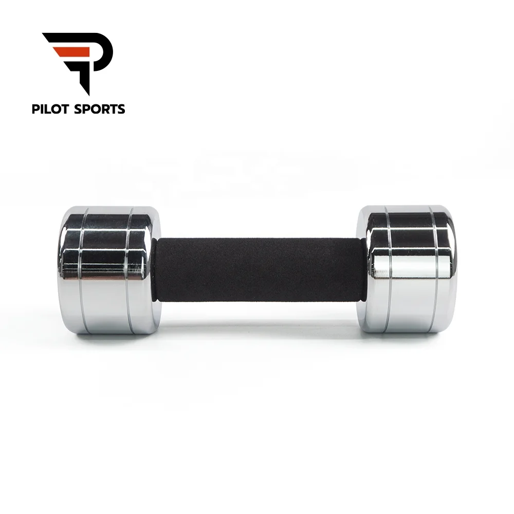 Pilot Sports Home Gym Workout Round Steel Weight lifting Dumbbell Electroplated Chrome Stainless Dumbbell With Foam Handle