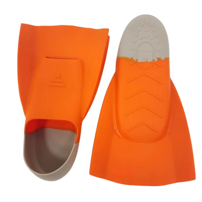 Orange M Kids Swim Fins Short Youth Flippers Swimming Training Fins for Children Beginner Lap Swimming Pool Snorkeling