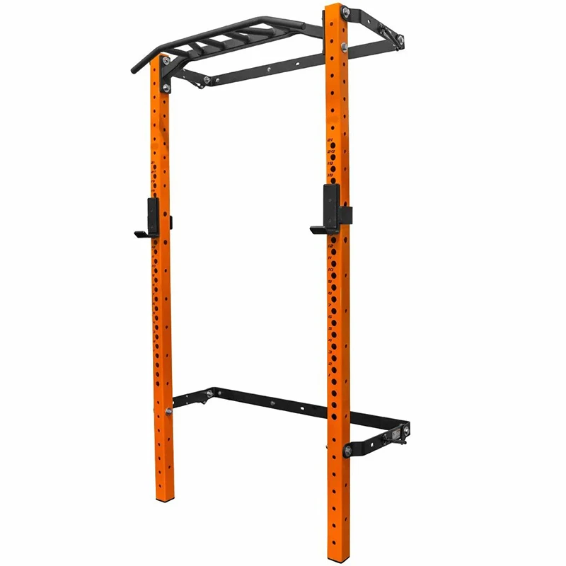 Commercial Multi-Function Wall-Mounted Folding Power Squat Rack for Home and Gym Use with Fitness Equipment Multi-Grip Bar