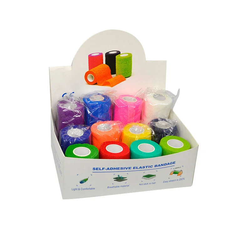 WinFair Custom Logo Printed Cohesive Sports Bandage 5Cm 10Cm 2 Inch Finger Adhesive Elastic Fixation Cohesive Bandage