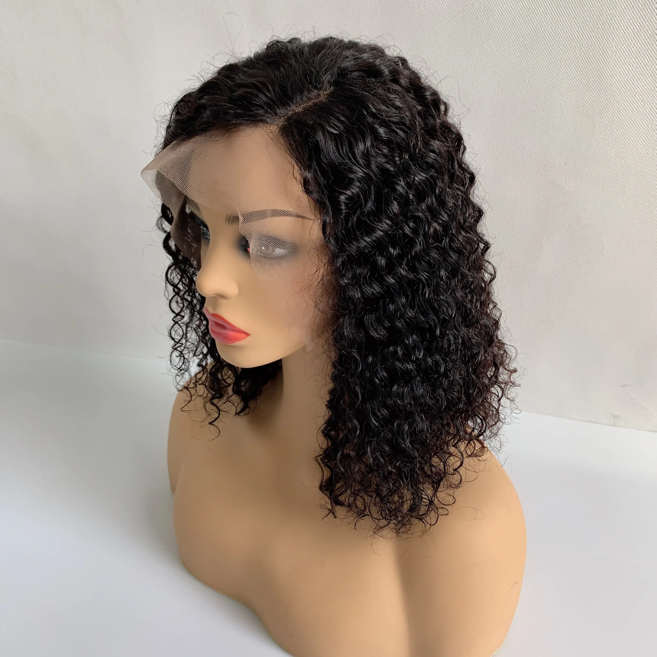 Хорошие короткие полностью кружевные парики из человеческих волос, застежка, цветные вьющиеся парики из человеческих волос для черных женщин