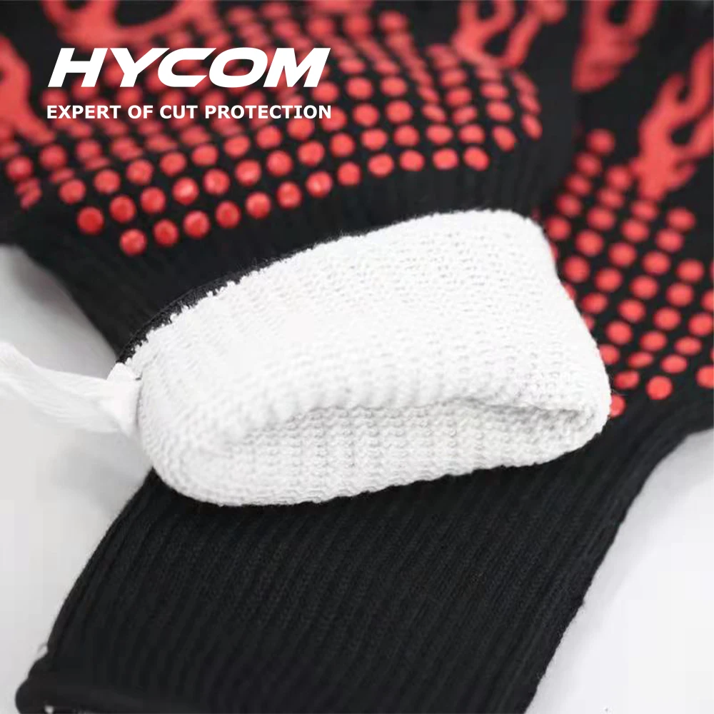 932F 500 degrees Heat resistant gloves BBQ grill oven mitten silicone aramid  heat fire-proof gloves Extreme heat proof gloves