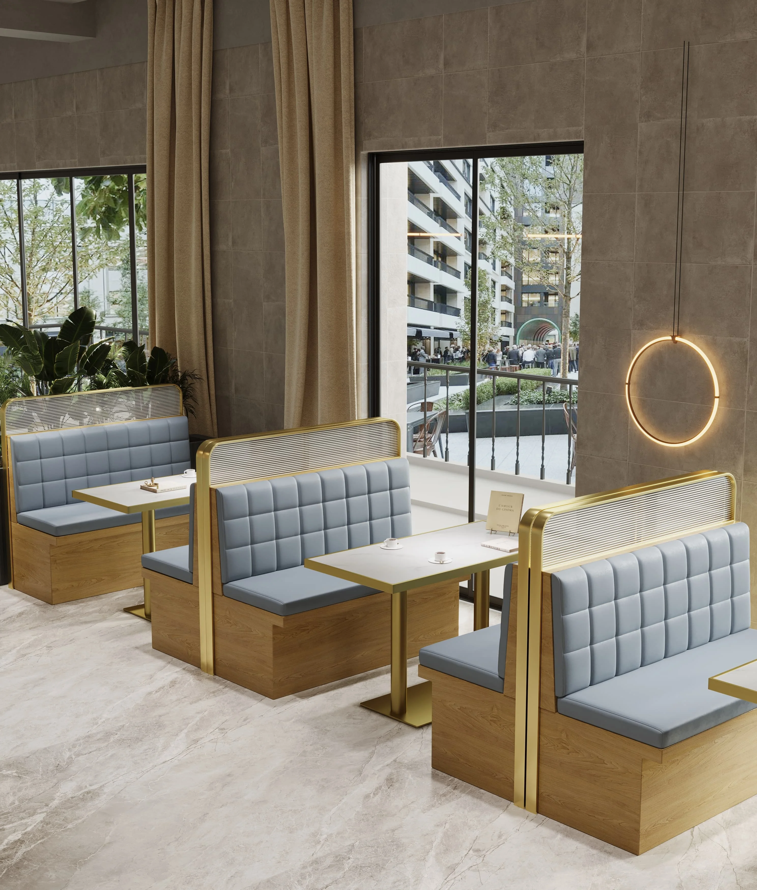 Commercial Hotel Restaurant Furniture Sets Bench Seating Nordic Modern Tables and Chairs Set for Cafes and Restaurants