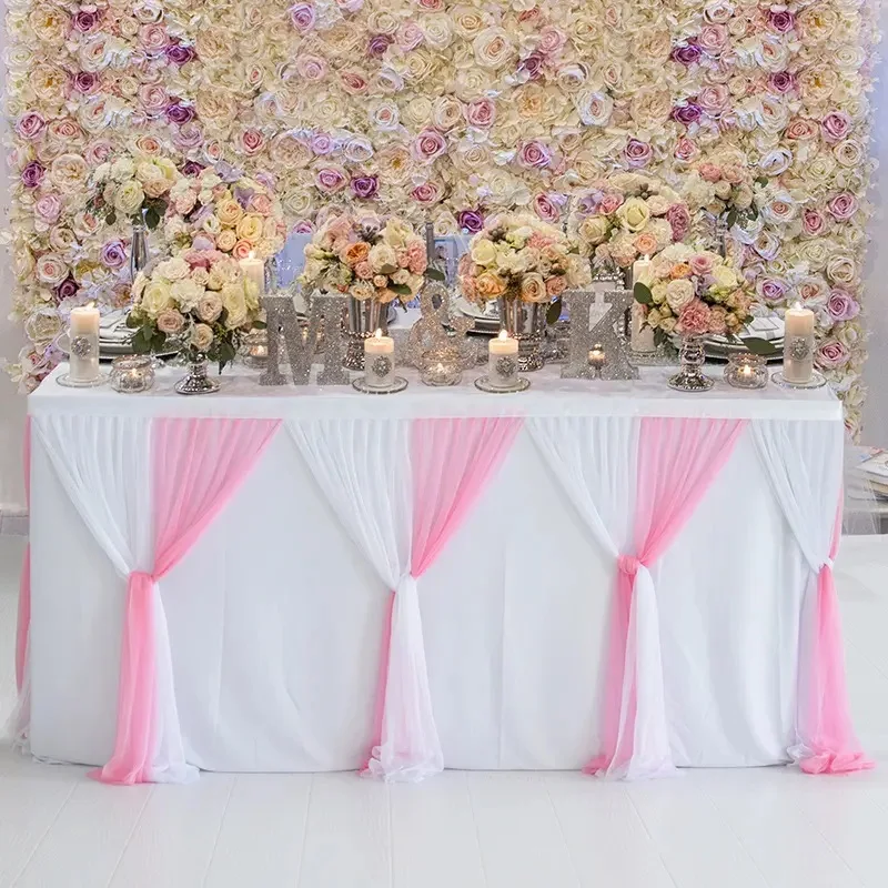 Оптовая Продажа с фабрики Настольная юбка на свадьбу день рождения мероприятия оборки полиэстер спандекс красочные детские праздничные настольные