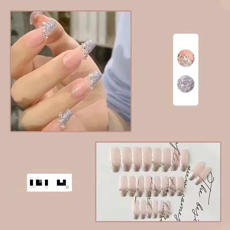 Colorful fairy nail art press on nail full coverages in Korean style for women and girls