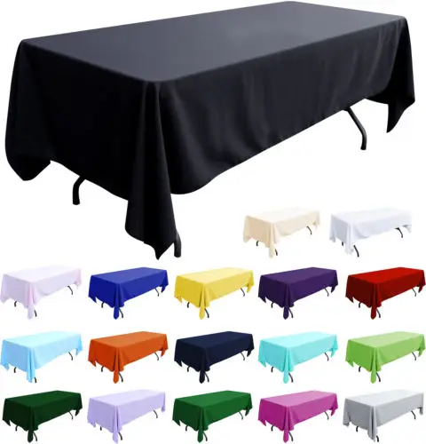 
wholesale white 100% polyester rectangular tablecloth wedding table cloth 90x132