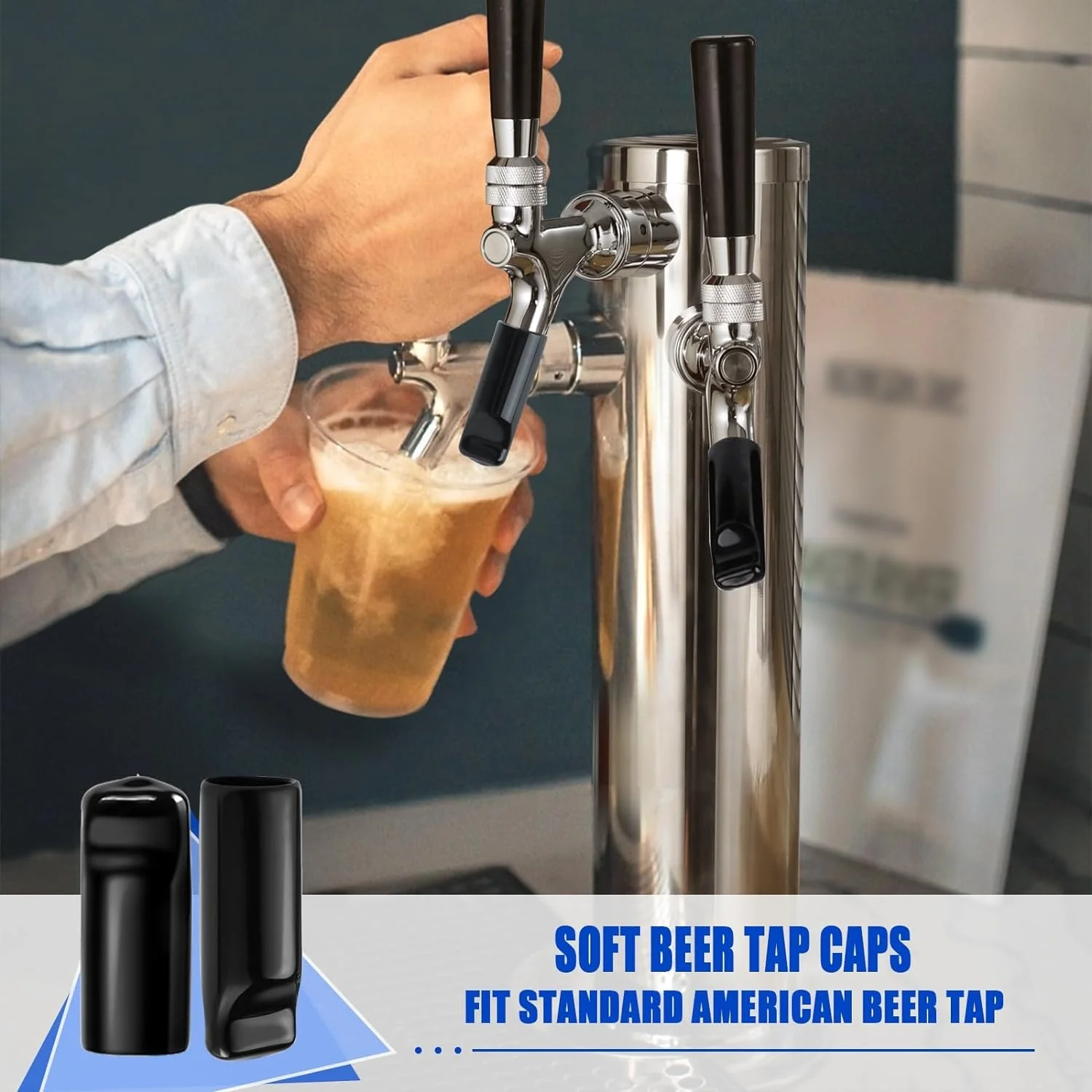 Draft Beer Tap Plugs Brush Beer Faucet Cap, 12PCS Keg Tap Plug + 6PCS Beer Tap Cover + 2PCS Long Cleaning Brush, Beer Faucet