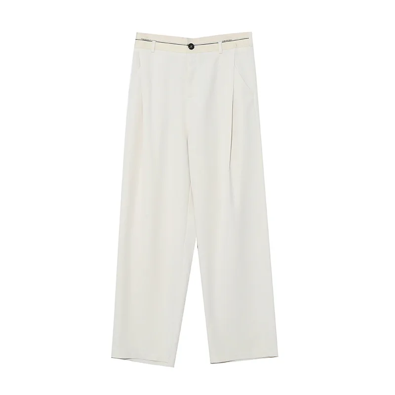 Summer New plus size girl Design pants large size slimming wide leg pants contrast color suit pants for women
