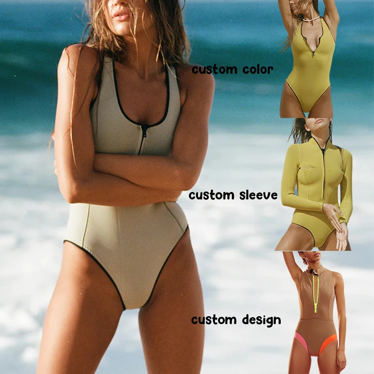 Factory one piece swim wet suit high quality neoprene swimwear beachwear women custom tight racing rashguard surfing swimsuit