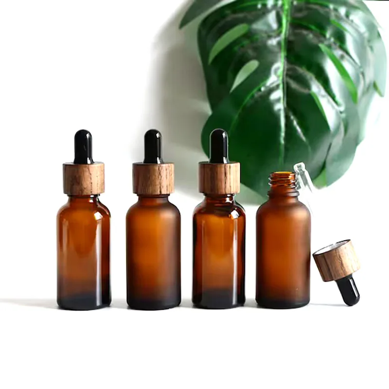 10 ml amber glass bottle frosted brown 10 ml amber glass dropper bottles with wood grain dropper pipette for essential oil
