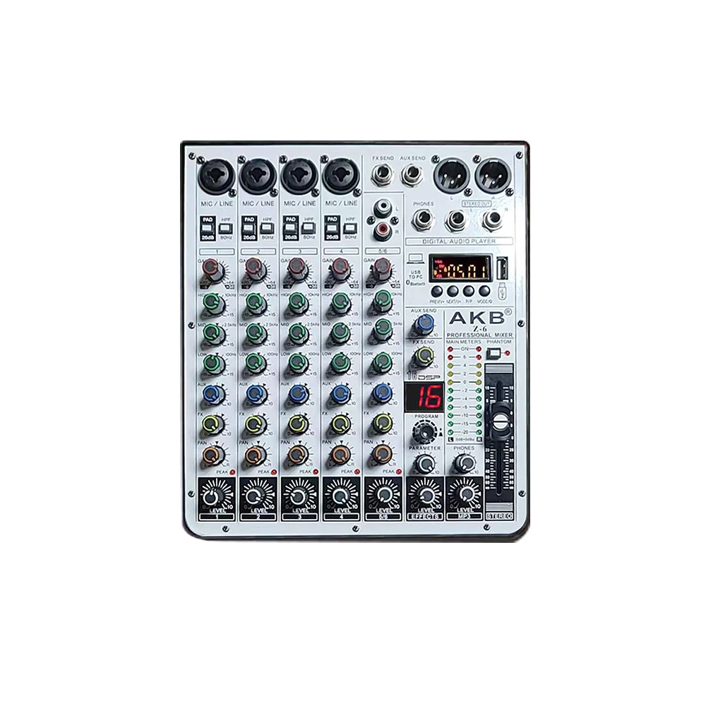 OKSN 6 Channel professional digital audio mixing console 48V phantom power