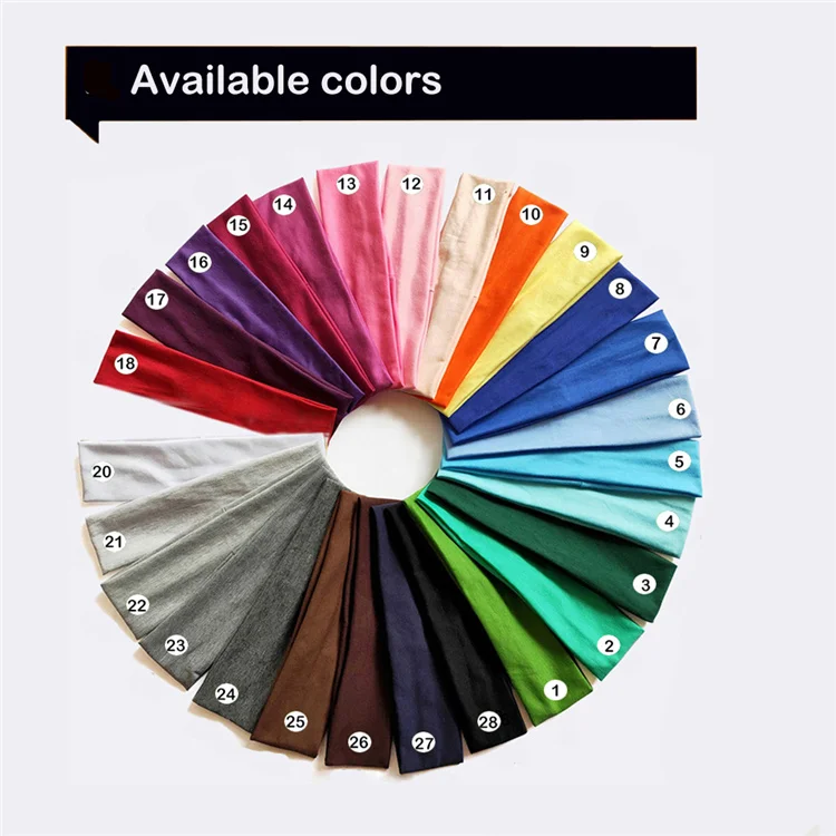 Wholesale Good Quality Solid Color Cotton Elastic Sports Headbands Custom Logo Running Fitness Yoga Headbands