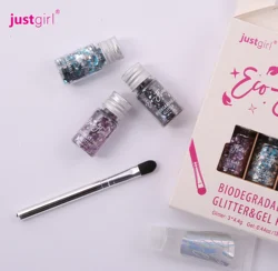 Just Girl All Certification Non Toxic Hair Face Nail Body Biodegradable Glitter & Gel Kit for Party Makeup Girls Use