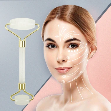 Anti Aging Face Lift Jade Stone White crystal Facial Roller Massage Natural Double Head Face Massage Roller