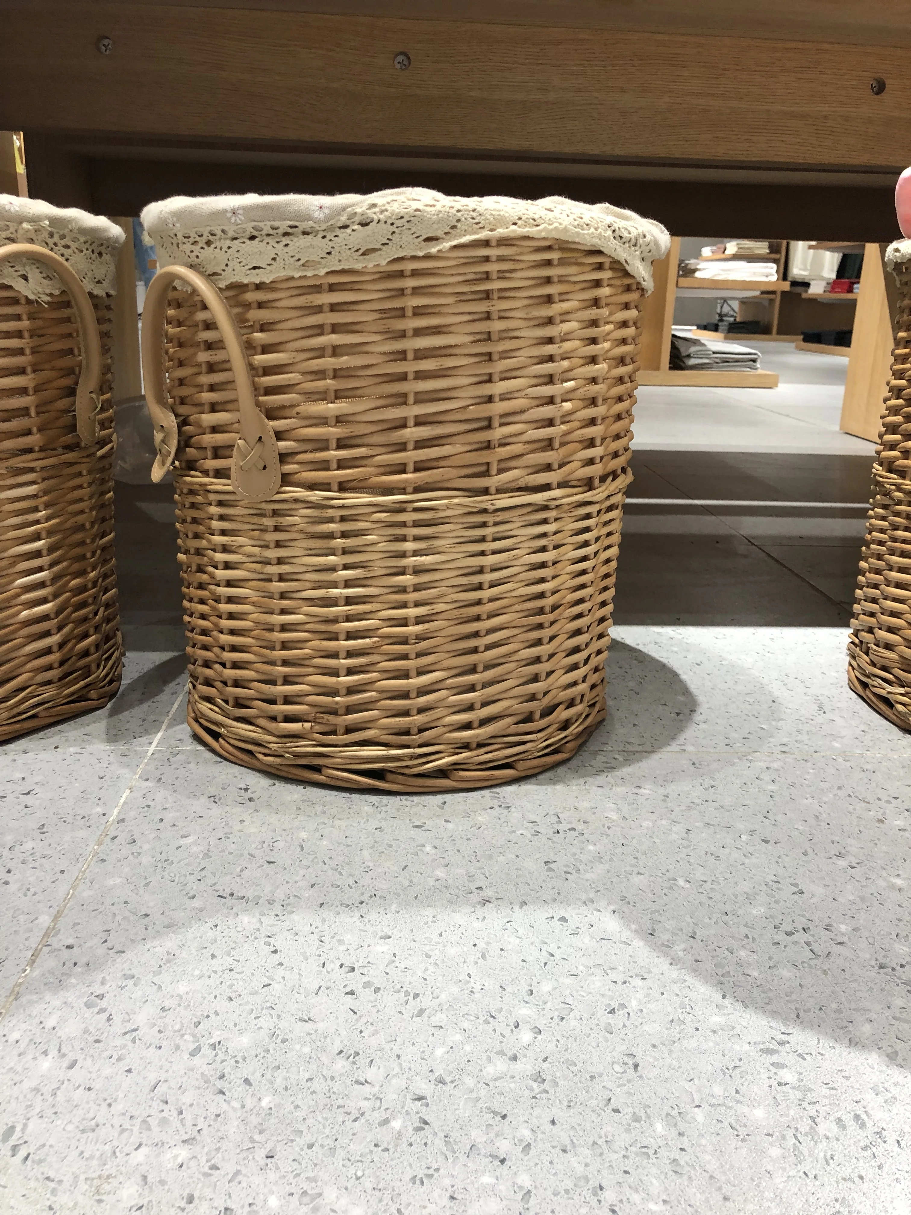 3-Tier 3 Round Willow Basket Display with Sign Frame and Sign Clips shopping mall display basket